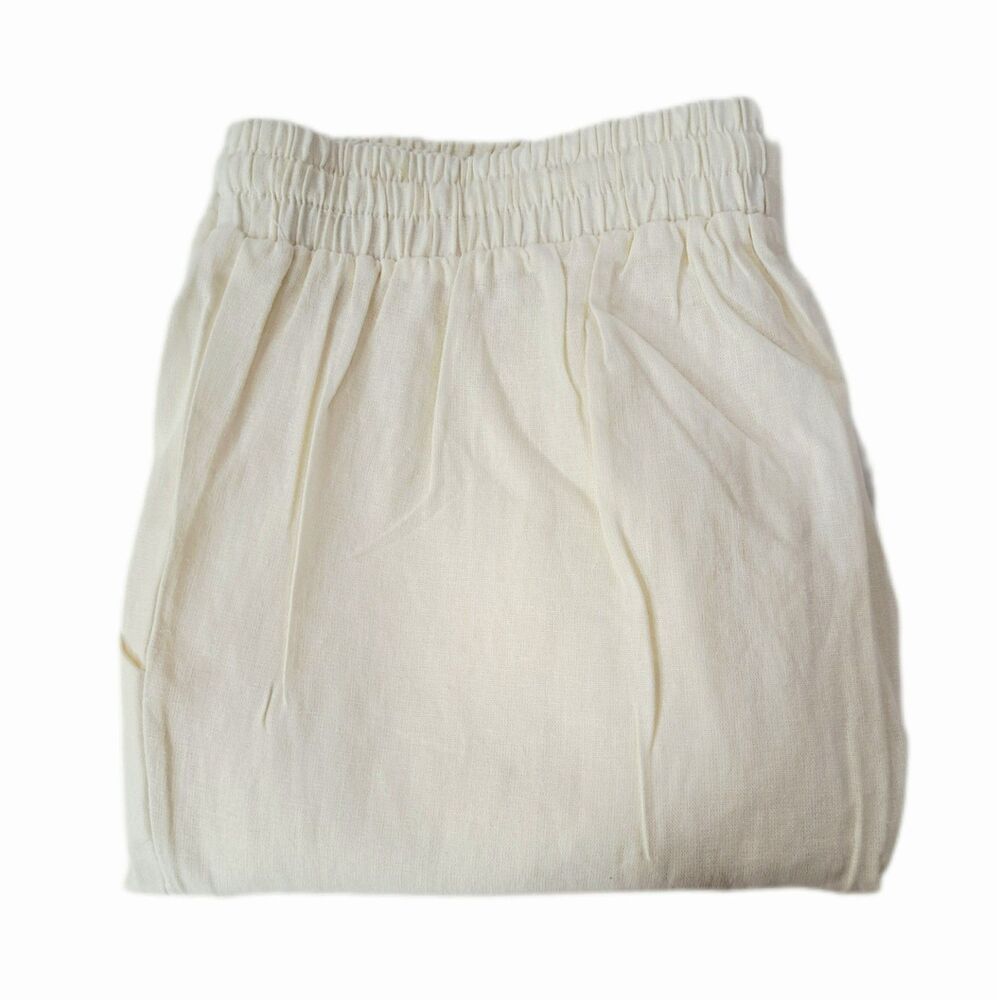 Linen Blend VTG Wide Leg Pants High Rise Women's Size XL Elastic Waist 173667 - Picture 2 of 14